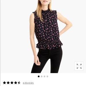 Jcrew sleeveless smocked neck top